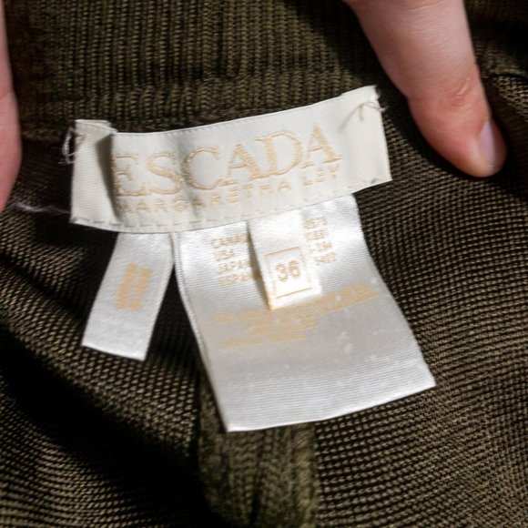 Escada S/M Wool Wide Leg Pants Olive Army Green - Picture 6 of 8